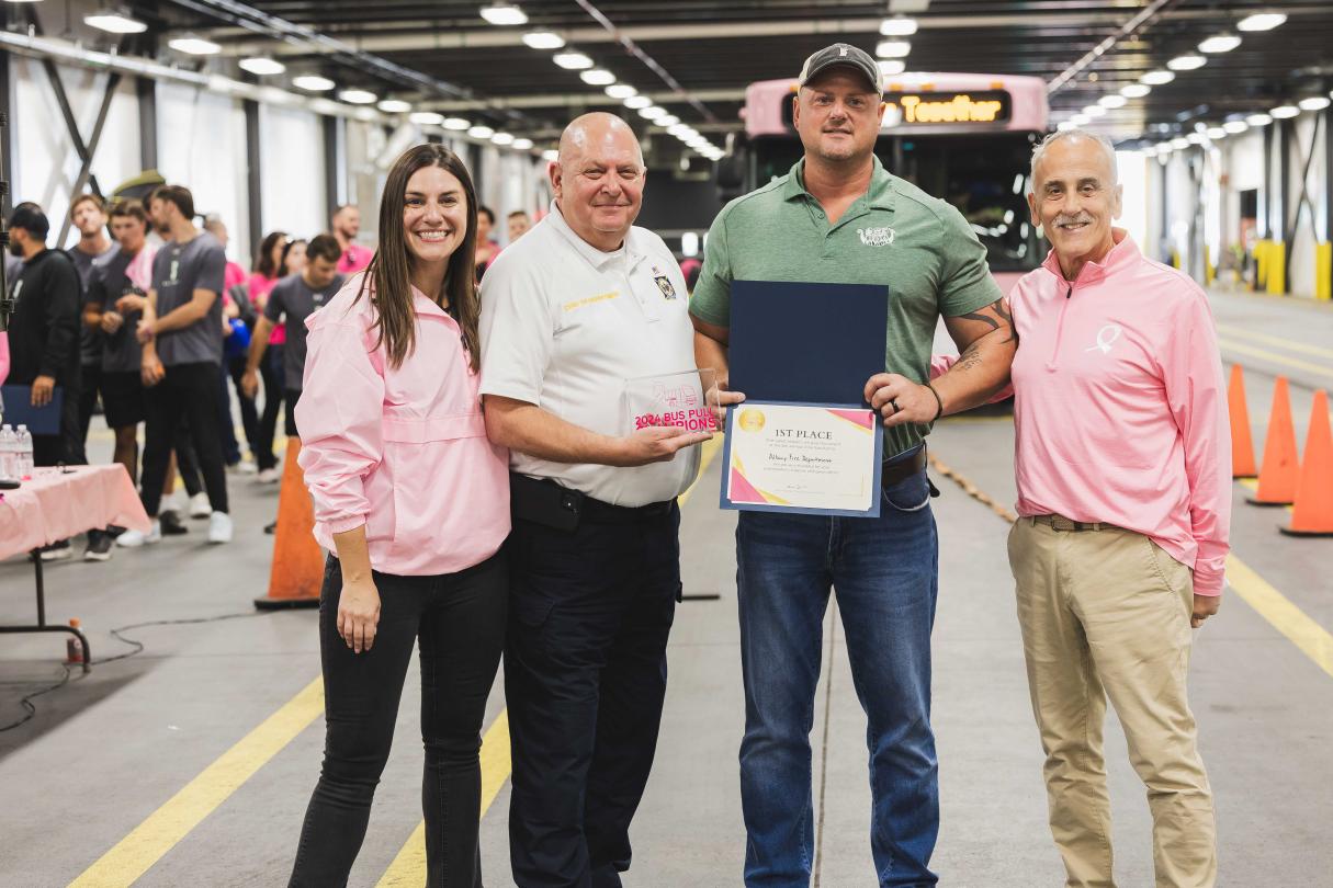 Elizabeth Hunter, American Cancer Society, Chief Joseph Gregory, Albany Fire Department, Captain Michael Prest, Albany Fire Department and CDTA CEO Carm Basile.