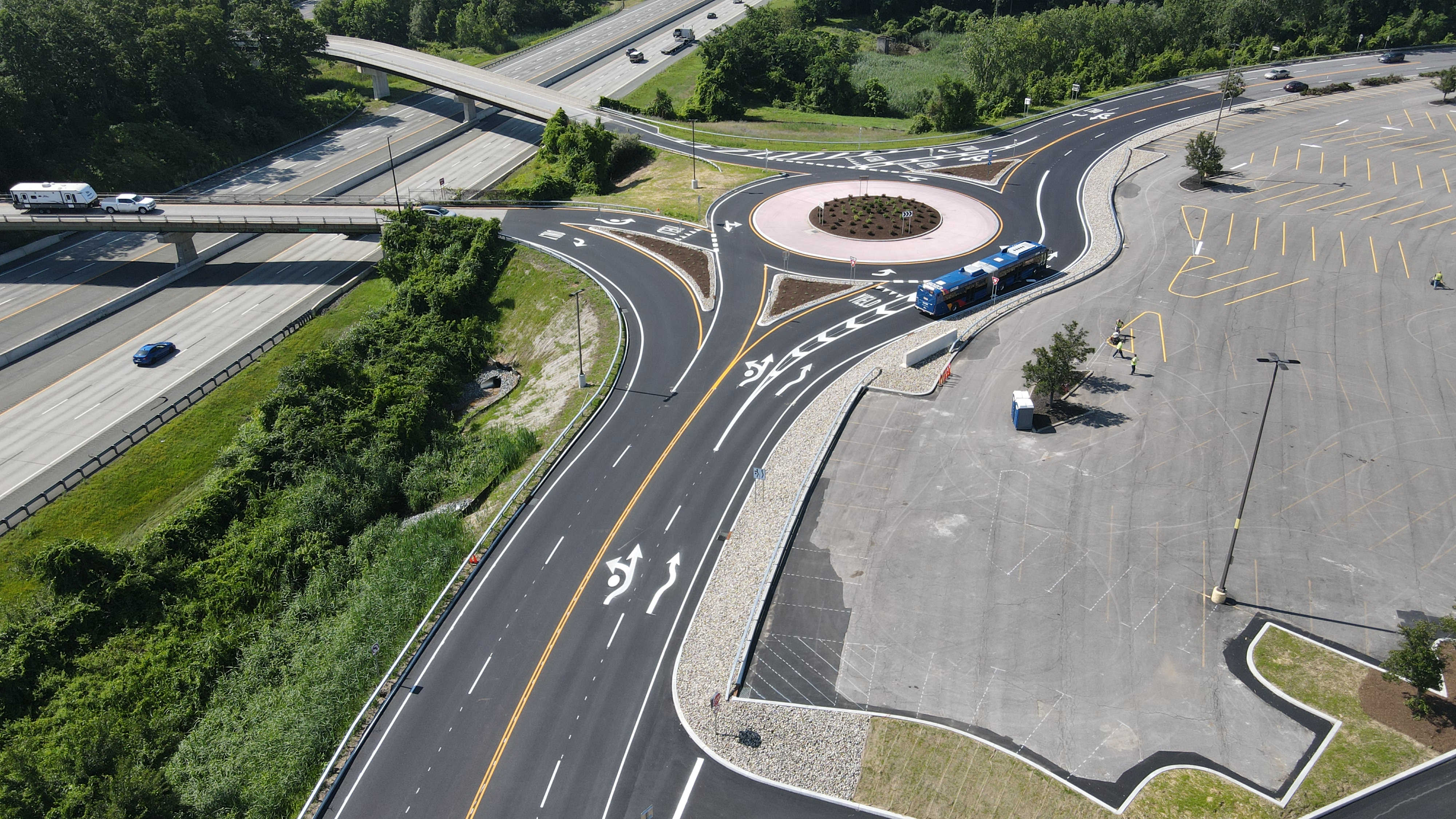 Picture of Completed Crossgates Mall Roundabout from Drone