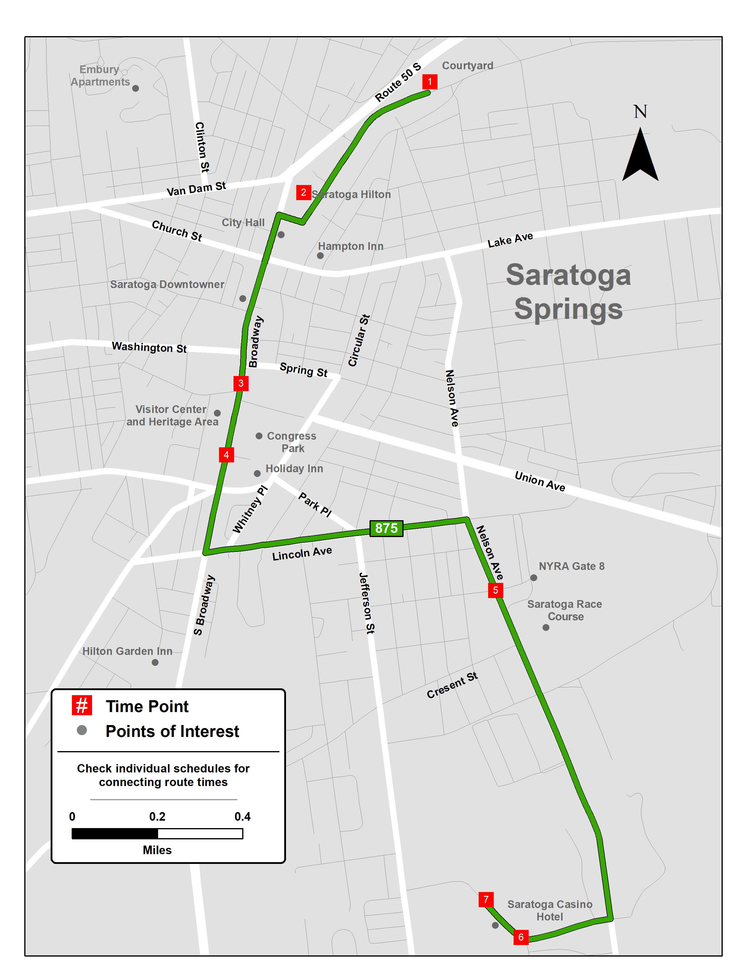 Saratoga Summer Trolley Route
