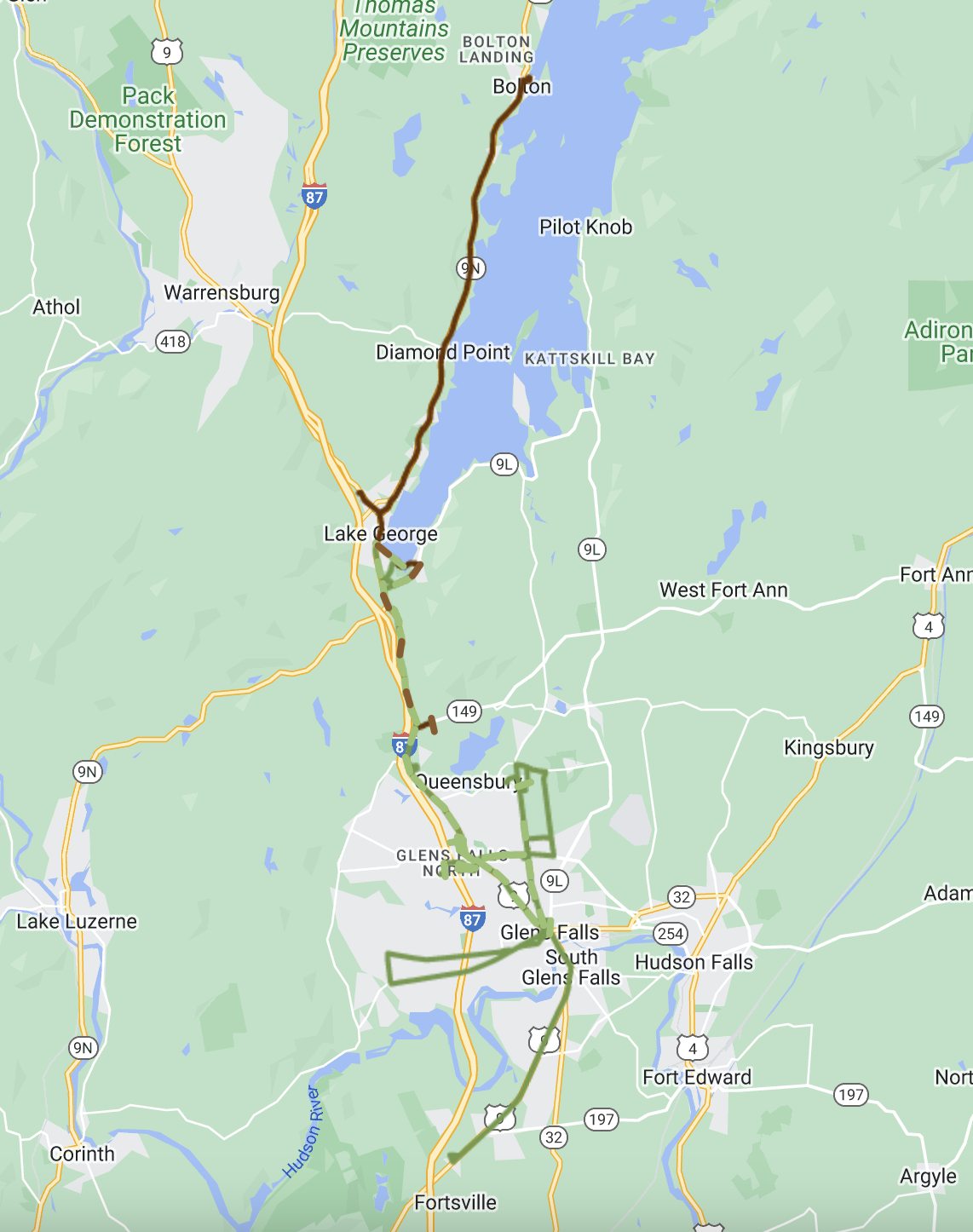 Lake George Trolley Route