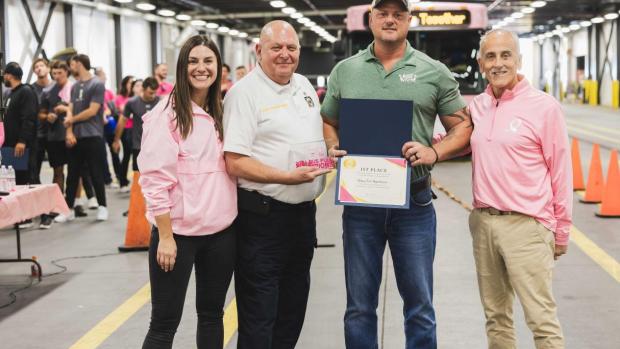 Elizabeth Hunter, American Cancer Society, Chief Joseph Gregory, Albany Fire Department, Captain Michael Prest, Albany Fire Department and CDTA CEO Carm Basile.